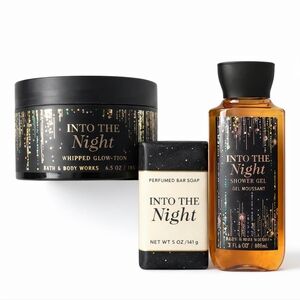 NWT Bath & Body Works Into The Night 3-Piece Set Glowtion Soap Shower Gel